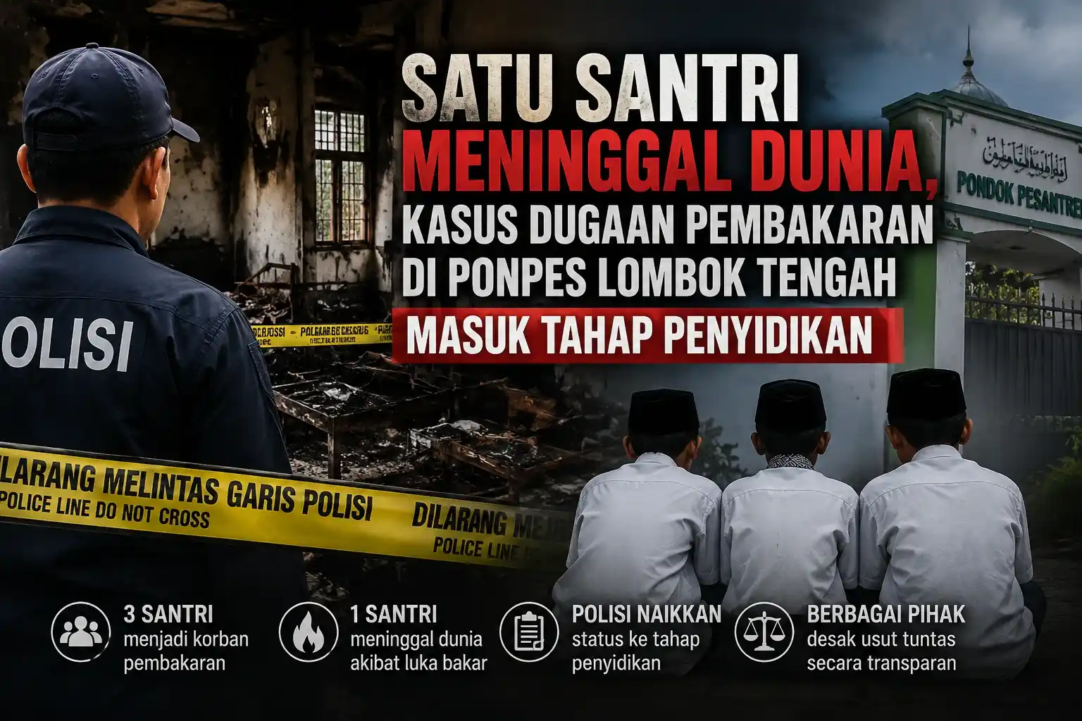 Satu Santri Meninggal, Kasus Dugaan Pembakaran di Ponpes Lombok Tengah Masuk Tahap Penyidikan